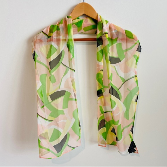 Vintage Sheer Multicolor Abstract Print Versatile Wear Scarf - Picture 4 of 15